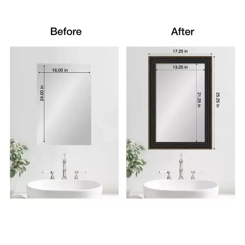 Kit per Cornice Specchio da Bagno Adesiva – Bordo Sottile Bronzo, Adatto a Specchi 60x36"