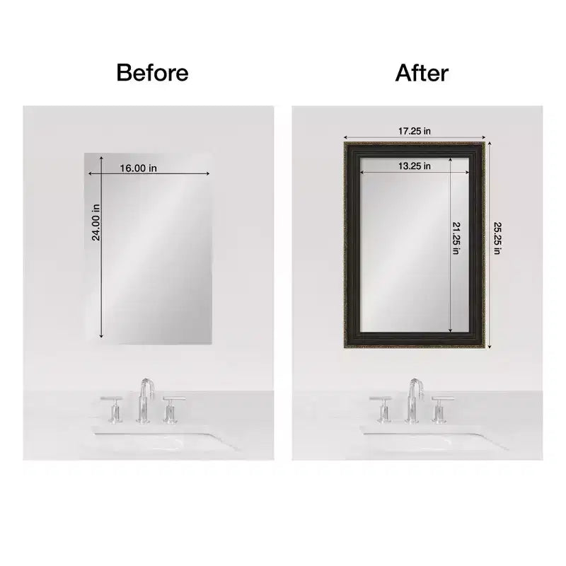 Kit per Cornice Specchio da Bagno Adesiva – Bordo Sottile Bronzo, Adatto a Specchi 60x36"