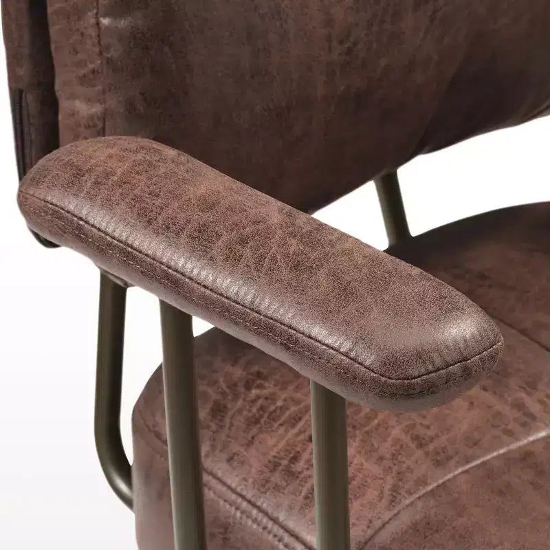 Sedia da ufficio ergonomica in finta pelle scamosciata di ispirazione vintage con braccioli regolabili e girevole