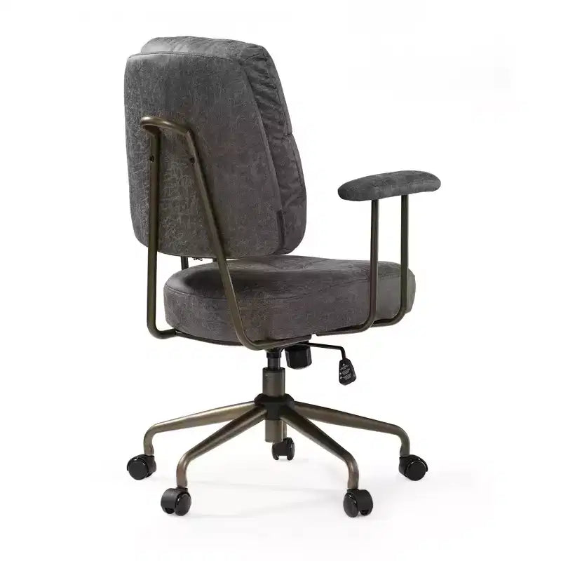 Sedia da ufficio ergonomica in finta pelle scamosciata di ispirazione vintage con braccioli regolabili e girevole
