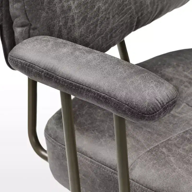 Sedia da ufficio ergonomica in finta pelle scamosciata di ispirazione vintage con braccioli regolabili e girevole