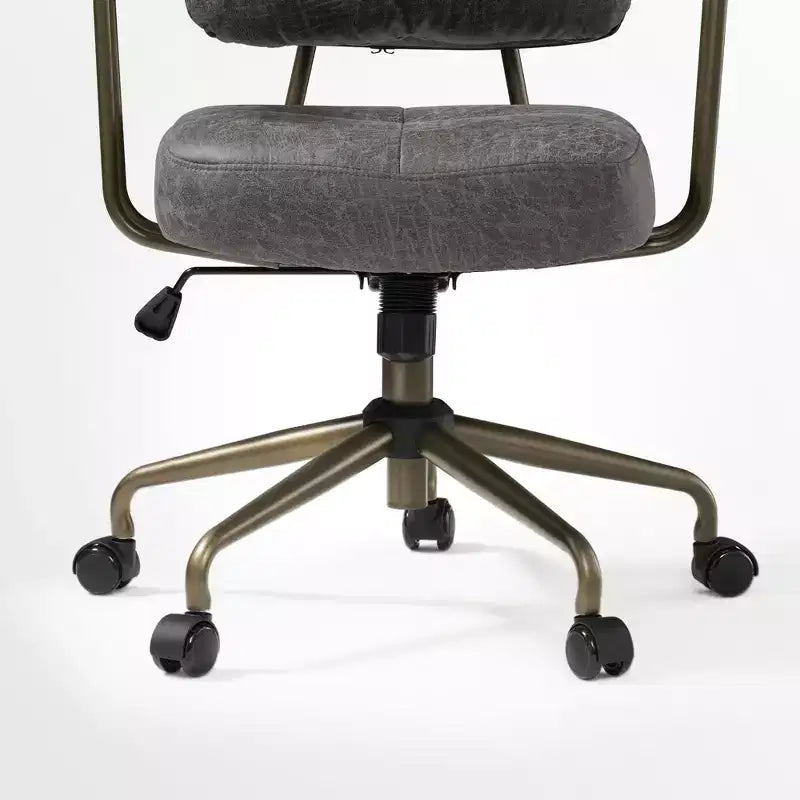 Sedia da ufficio ergonomica in finta pelle scamosciata di ispirazione vintage con braccioli regolabili e girevole
