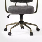 Sedia da ufficio ergonomica in finta pelle scamosciata di ispirazione vintage con braccioli regolabili e girevole