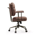 Sedia da ufficio ergonomica in finta pelle scamosciata di ispirazione vintage con braccioli regolabili e girevole