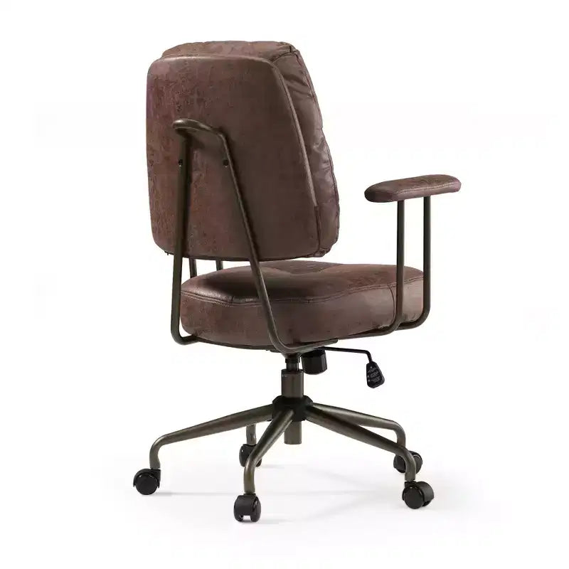 Sedia da ufficio ergonomica in finta pelle scamosciata di ispirazione vintage con braccioli regolabili e girevole