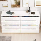 Comò moderno a 8 cassetti con illuminazione LED sottostante – Cassettiera finitura lucida