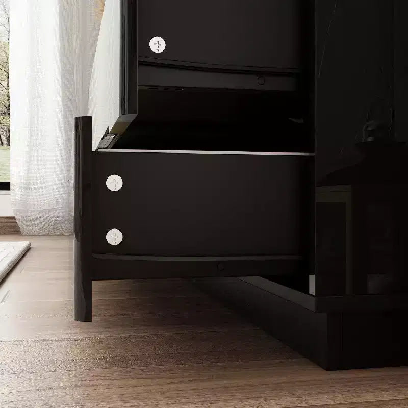 Comò moderno a 8 cassetti con illuminazione LED sottostante – Cassettiera finitura lucida