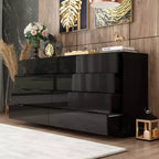 Comò moderno a 8 cassetti con illuminazione LED sottostante – Cassettiera finitura lucida