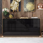 Comò moderno a 8 cassetti con illuminazione LED sottostante – Cassettiera finitura lucida