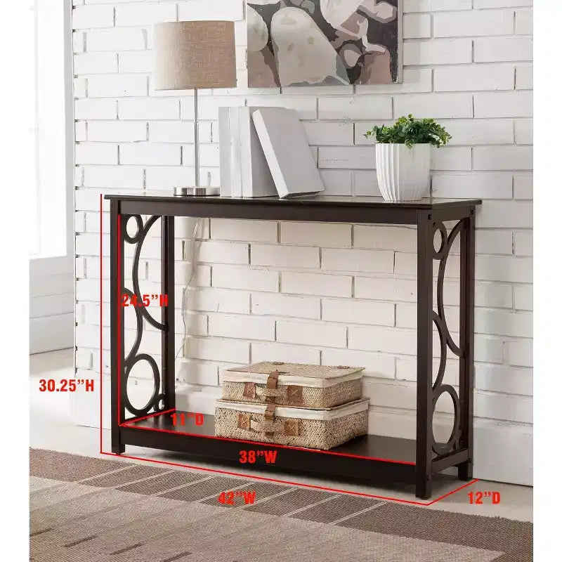 Tavolo Consolle in Legno di Ciliegio Scuro con Ripiano Portaoggetti – Ingresso & Salotto
