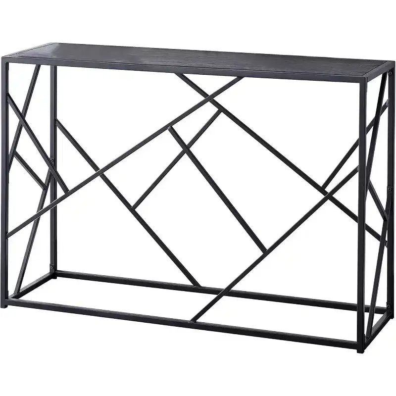 Consolle Moderna – Struttura in Metallo Nero e Piano in Legno Grigio per Ingressi e Salotti
