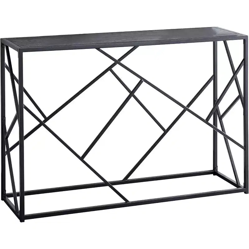Consolle Moderna – Struttura in Metallo Nero e Piano in Legno Grigio per Ingressi e Salotti