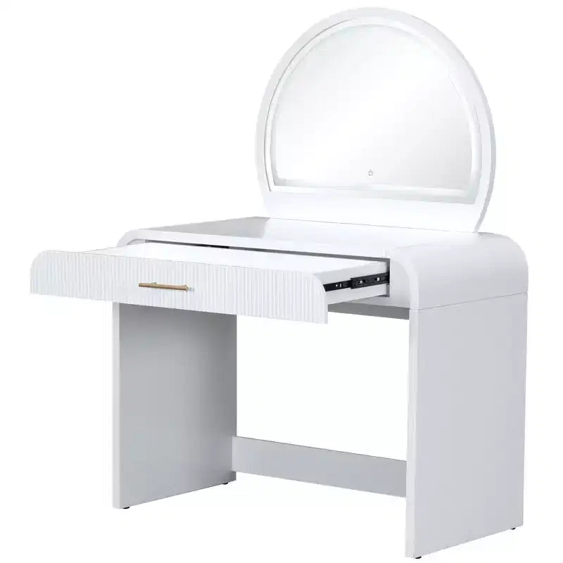 40W Tavolo da toeletta bianco con specchio LED Touch Screen e cassetto grande