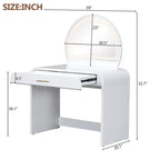 40W Tavolo da toeletta bianco con specchio LED Touch Screen e cassetto grande