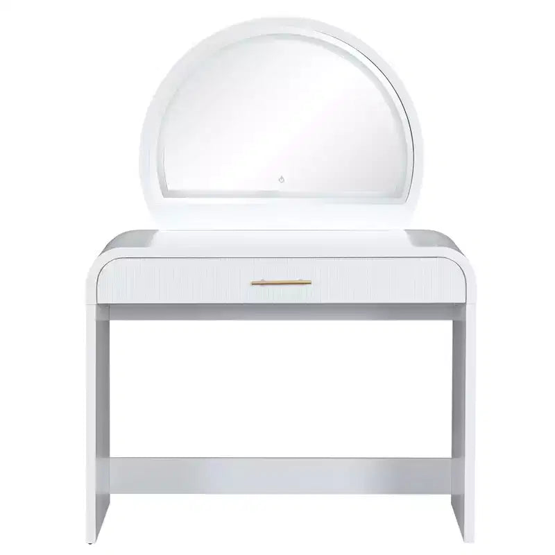 40W Tavolo da toeletta bianco con specchio LED Touch Screen e cassetto grande