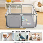 Box recinzione per neonati a 4 pannelli 127x127 cm – Spazioso e sicuro box portatile con canestro da basket