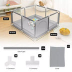 Box recinzione per neonati a 4 pannelli 127x127 cm – Spazioso e sicuro box portatile con canestro da basket