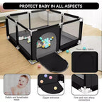 Box recinzione per neonati a 4 pannelli 127x127 cm – Spazioso e sicuro box portatile con canestro da basket