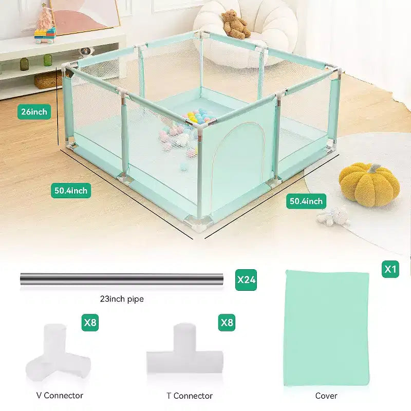 Box recinzione per neonati a 4 pannelli 127x127 cm – Spazioso e sicuro box portatile con canestro da basket