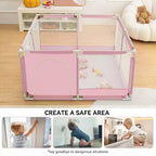 Box recinzione per neonati a 4 pannelli 127x127 cm – Spazioso e sicuro box portatile con canestro da basket