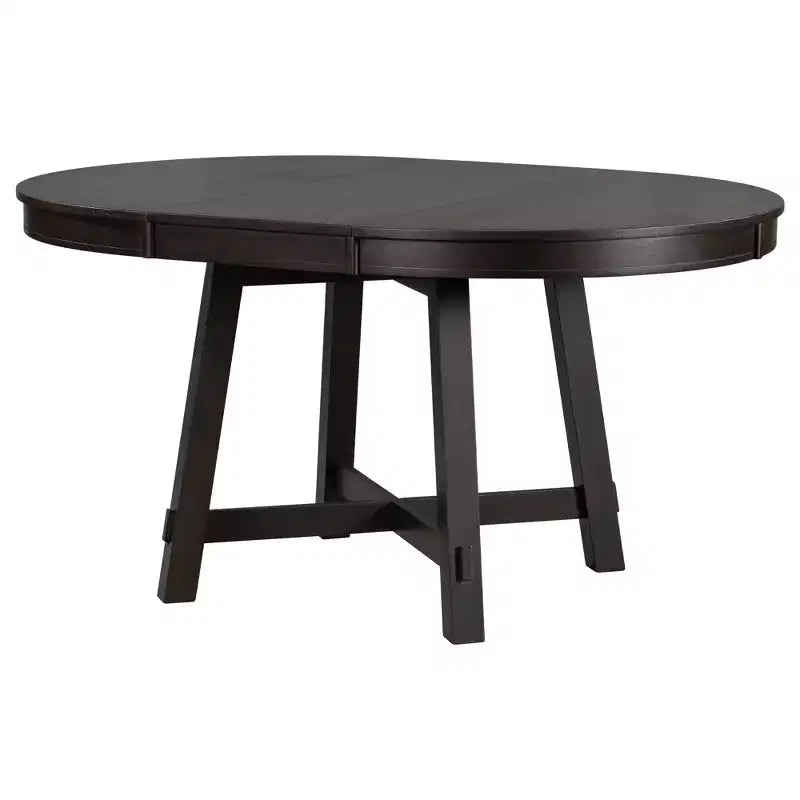 Tavolo da pranzo rotondo allungabile stile rustico con base a X e prolunga da 40 cm – 6 posti a sedere