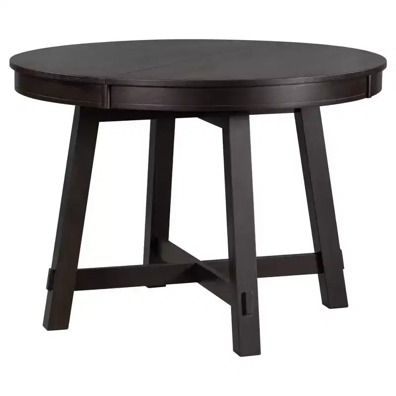 Tavolo da pranzo rotondo allungabile stile rustico con base a X e prolunga da 40 cm – 6 posti a sedere