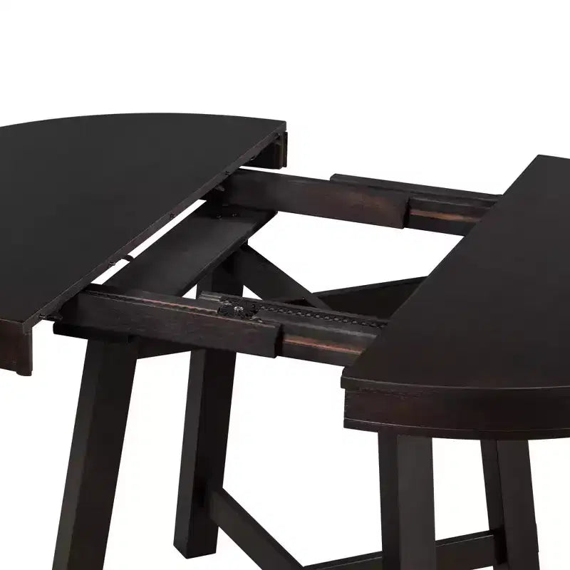 Tavolo da pranzo rotondo allungabile stile rustico con base a X e prolunga da 40 cm – 6 posti a sedere