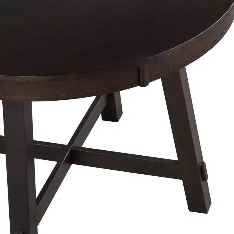 Tavolo da pranzo rotondo allungabile stile rustico con base a X e prolunga da 40 cm – 6 posti a sedere