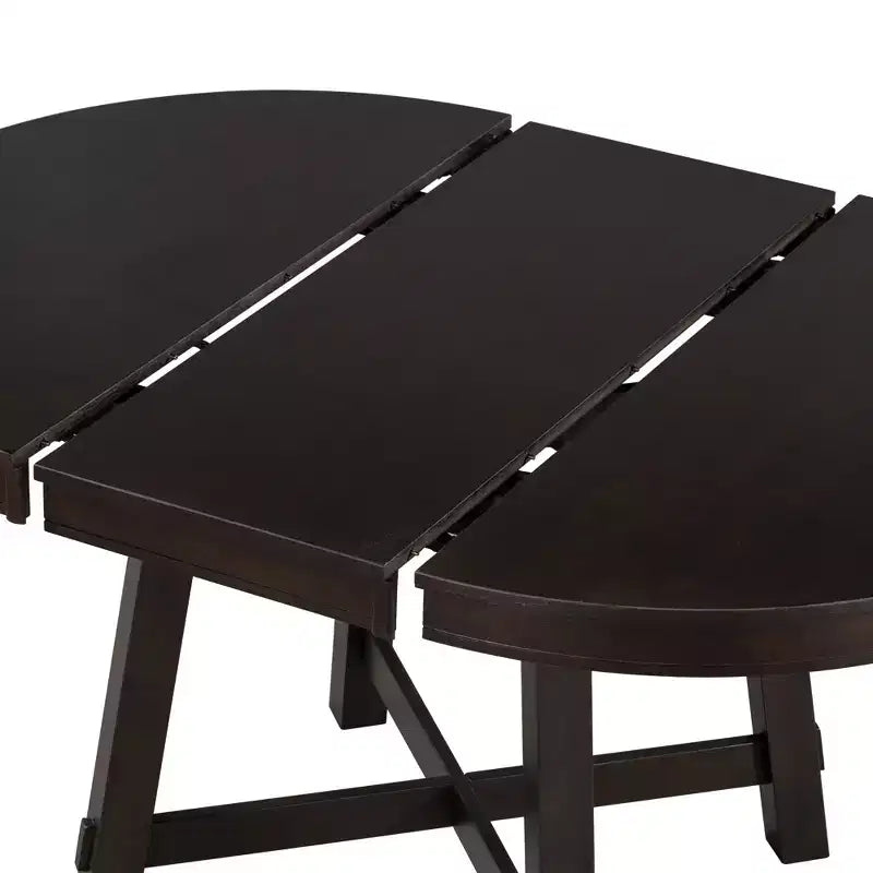 Tavolo da pranzo rotondo allungabile stile rustico con base a X e prolunga da 40 cm – 6 posti a sedere