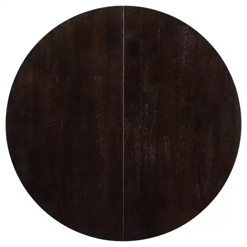 Tavolo da pranzo rotondo allungabile stile rustico con base a X e prolunga da 40 cm – 6 posti a sedere
