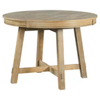Tavolo da pranzo rotondo allungabile stile rustico con base a X e prolunga da 40 cm – 6 posti a sedere