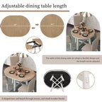 Tavolo da pranzo rotondo allungabile stile rustico con base a X e prolunga da 40 cm – 6 posti a sedere