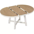 Tavolo da pranzo rotondo allungabile stile rustico con base a X e prolunga da 40 cm – 6 posti a sedere