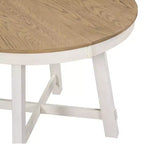 Tavolo da pranzo rotondo allungabile stile rustico con base a X e prolunga da 40 cm – 6 posti a sedere