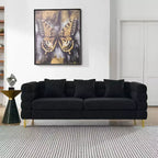 Divano a 3 posti oversize da 81" con seduta profonda, gambe dorate e 3 cuscini lombari – Art Déco