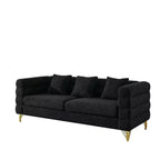 Divano a 3 posti oversize da 81" con seduta profonda, gambe dorate e 3 cuscini lombari – Art Déco