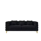 Divano a 3 posti oversize da 81" con seduta profonda, gambe dorate e 3 cuscini lombari – Art Déco