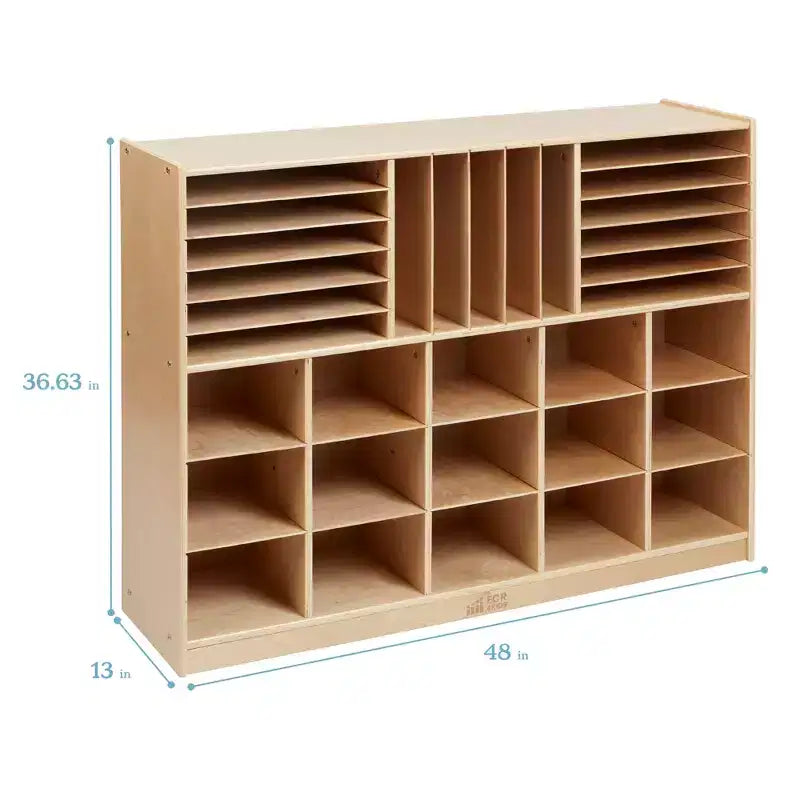Mobile Kids Storage Cabinet with 15 Cubbies & Tray Sections – Betulla, GREENGUARD Gold