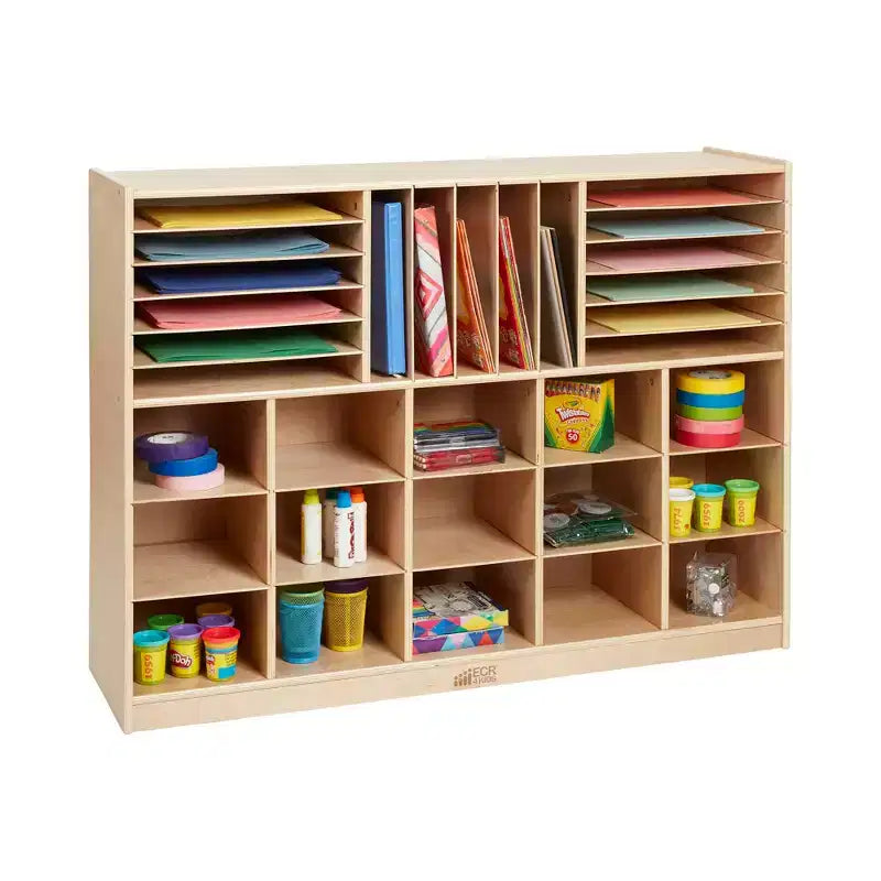 Mobile Kids Storage Cabinet with 15 Cubbies & Tray Sections – Betulla, GREENGUARD Gold