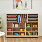 Mobile Kids Storage Cabinet with 15 Cubbies & Tray Sections – Betulla, GREENGUARD Gold