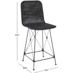 Set di 2 sgabelli da banco in rattan intrecciato con gambe in metallo nero – Altezza seduta 61 cm