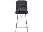 Set di 2 sgabelli da banco in rattan intrecciato con gambe in metallo nero – Altezza seduta 61 cm