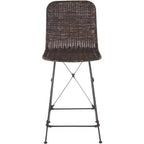 Set di 2 sgabelli da banco in rattan intrecciato con gambe in metallo nero – Altezza seduta 61 cm