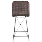 Set di 2 sgabelli da banco in rattan intrecciato con gambe in metallo nero – Altezza seduta 61 cm