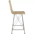 Set di 2 sgabelli da banco in rattan intrecciato con gambe in metallo nero – Altezza seduta 61 cm