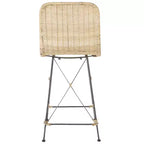 Set di 2 sgabelli da banco in rattan intrecciato con gambe in metallo nero – Altezza seduta 61 cm