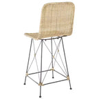 Set di 2 sgabelli da banco in rattan intrecciato con gambe in metallo nero – Altezza seduta 61 cm