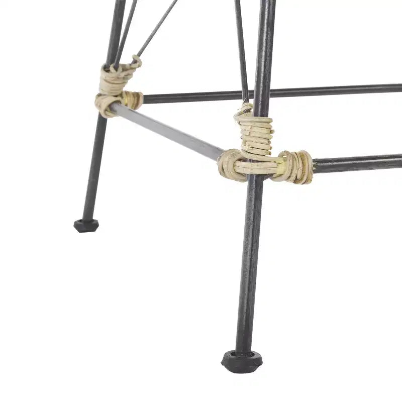 Set di 2 sgabelli da banco in rattan intrecciato con gambe in metallo nero – Altezza seduta 61 cm
