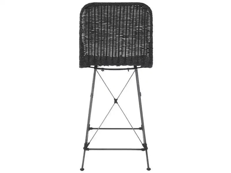 Set di 2 sgabelli da banco in rattan intrecciato con gambe in metallo nero – Altezza seduta 61 cm