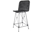 Set di 2 sgabelli da banco in rattan intrecciato con gambe in metallo nero – Altezza seduta 61 cm